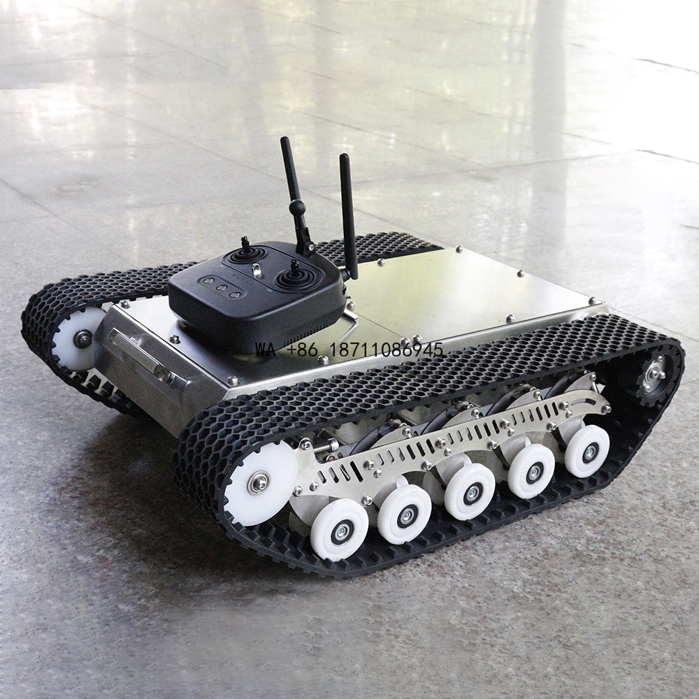 منصة هيكل روبوتية بمسارات مطاط - مراجعة Tracked Robot Chassis وسعره