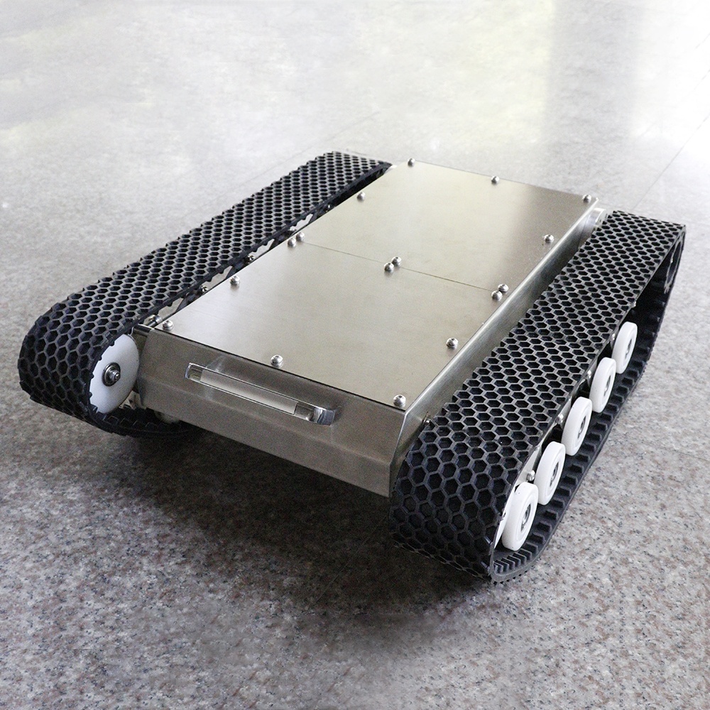 منصة هيكل روبوتية بمسارات مطاط - مراجعة Tracked Robot Chassis وسعره